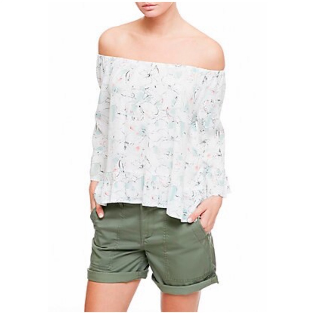 Sanctuary Julia White Floral Off The Shoulder Peplum Top Size XS